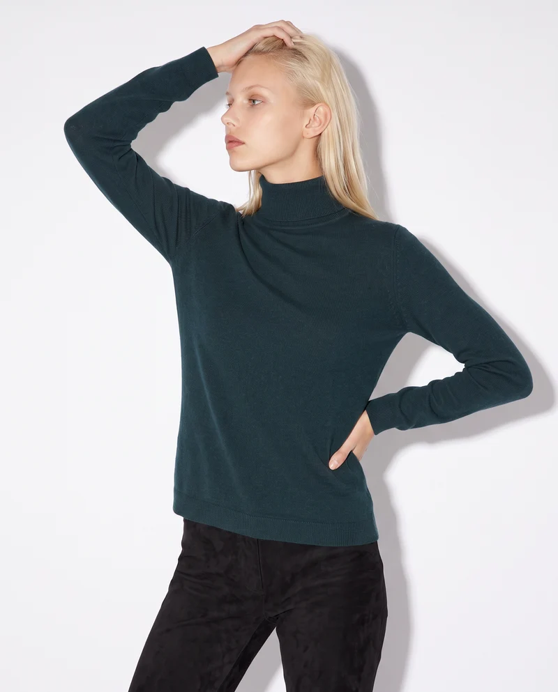 Pullover basico collo alto slim fit - Ottanio