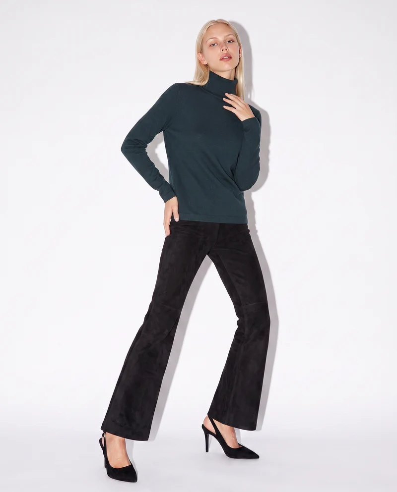 Pullover basico collo alto slim fit - Ottanio