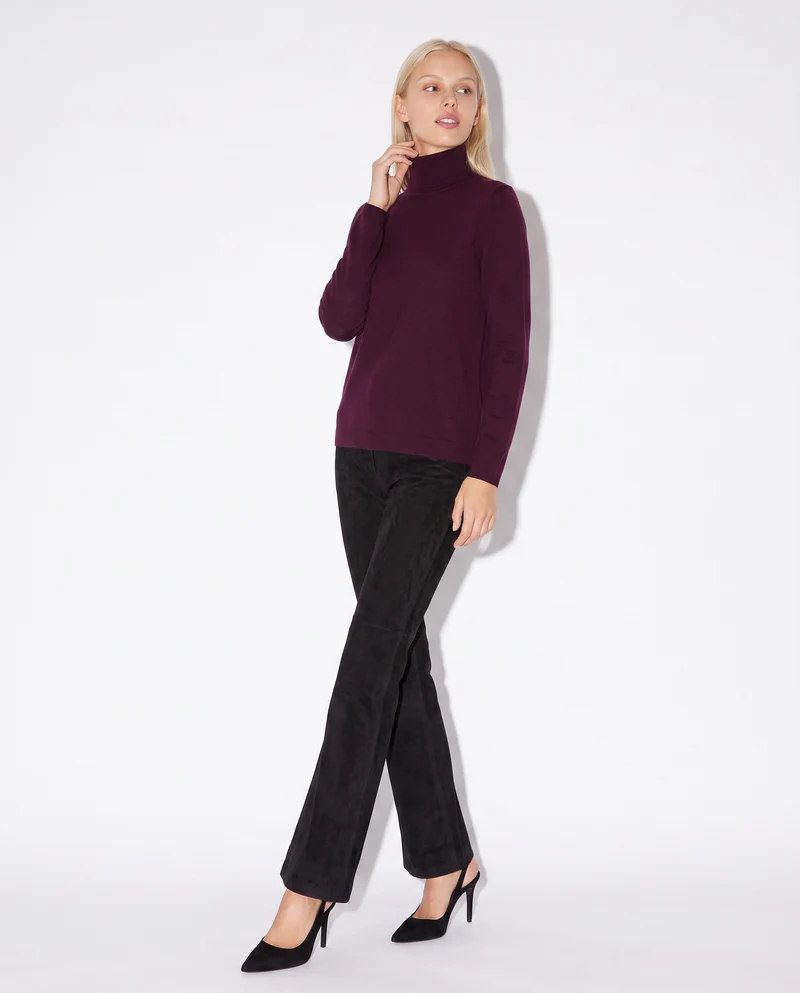 Pullover basico collo alto slim fit - Bordeaux