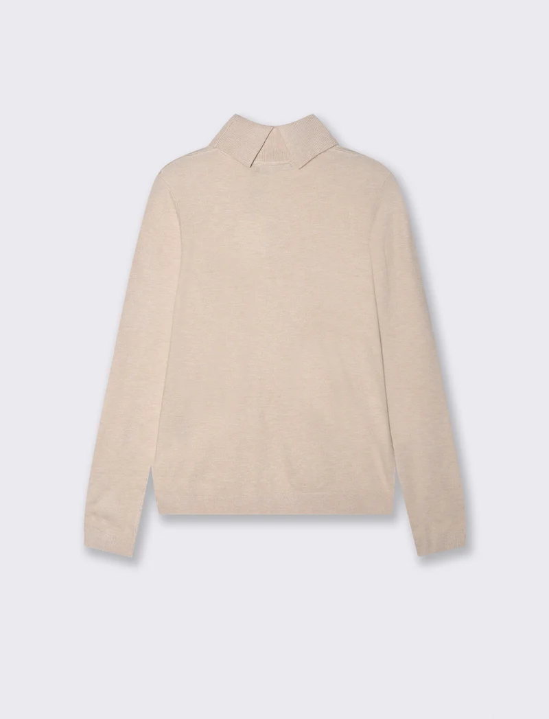 Pullover basico collo alto slim fit - Avorio