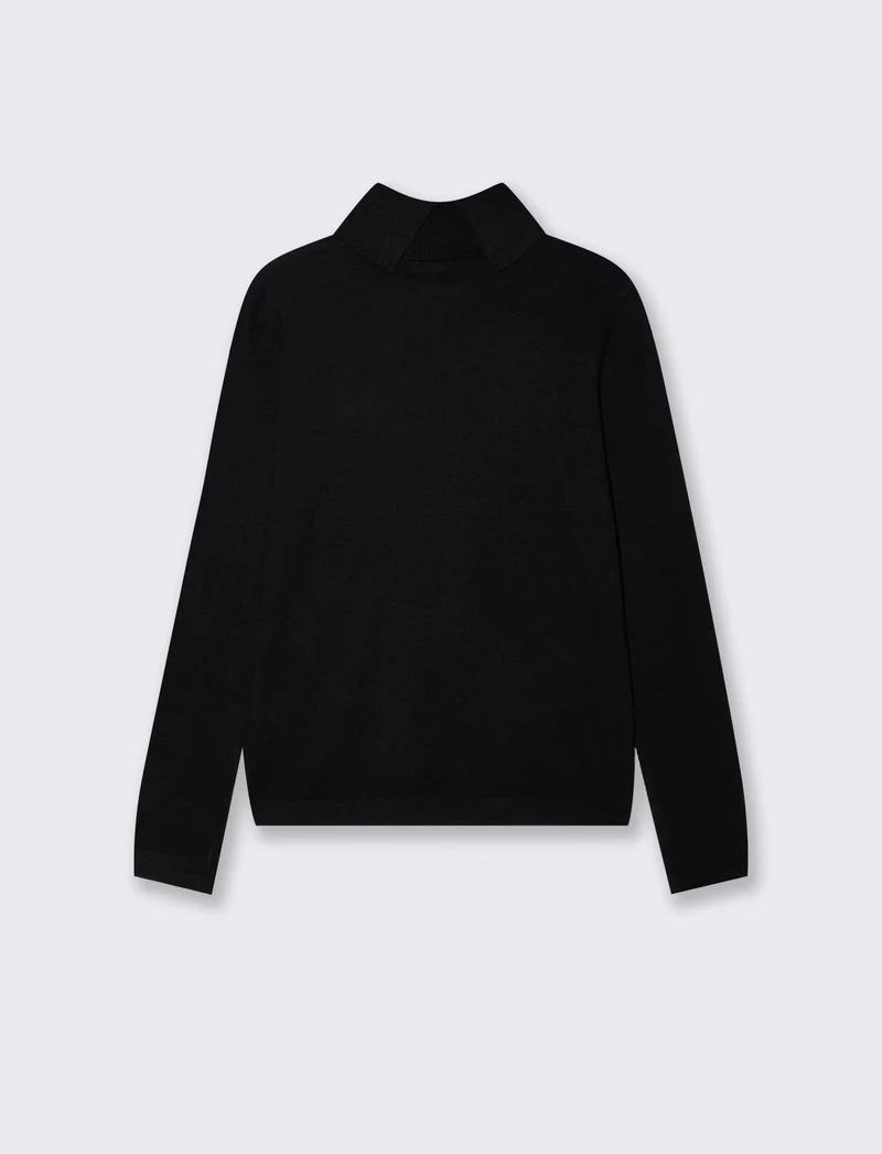 Pullover basico collo alto slim fit - Nero
