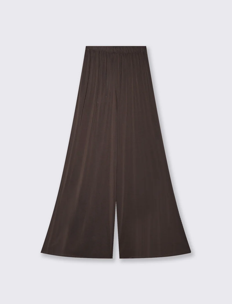 Pantaloni Morbidi Dritti con Elastico - Moro