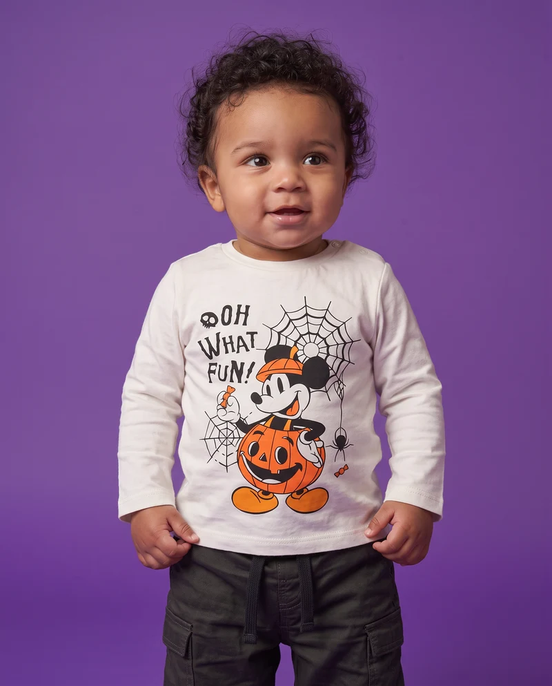 T shirt Halloween Topolino manica lunga - Bianco latte