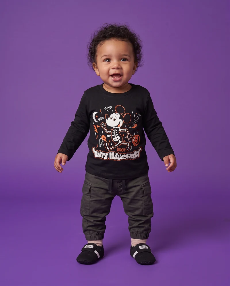 T shirt Halloween Topolino manica lunga - Nero
