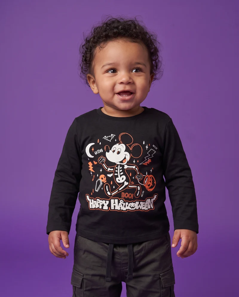 T shirt Halloween Topolino manica lunga - Nero