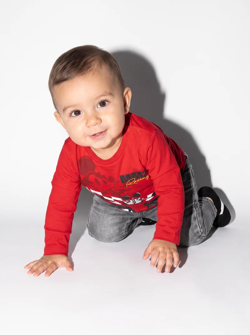 T shirt Mickey Mouse manica lunga sportiva - Rosso