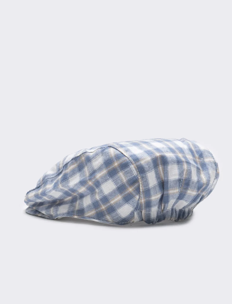 Cappello coppola neonato quadri - Azzurro