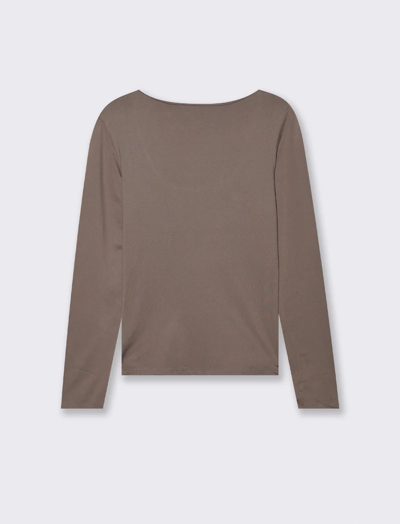 T-SHIRT MANICA LUNGA - Grigio tortora
