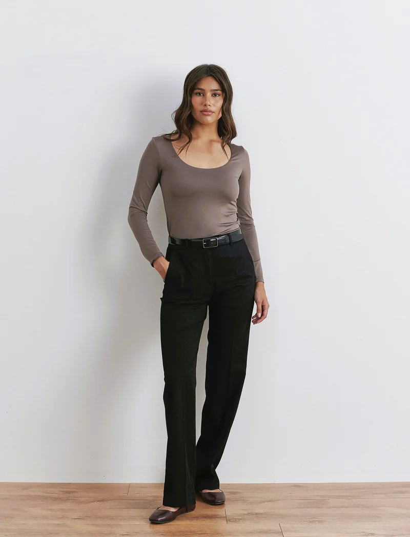 T-SHIRT MANICA LUNGA - Grigio tortora