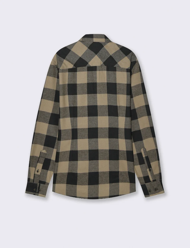 CAMICIA A QUADRI IN FLANELLA - Verde kaki