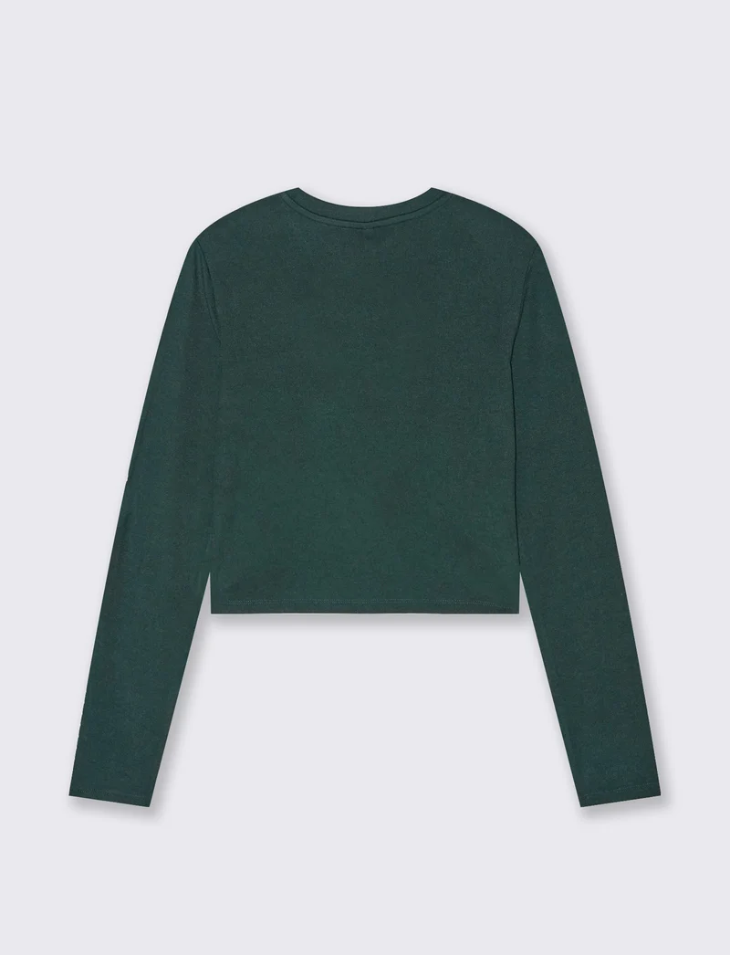 T-SHIRT BASICA CROP - Verde bosco