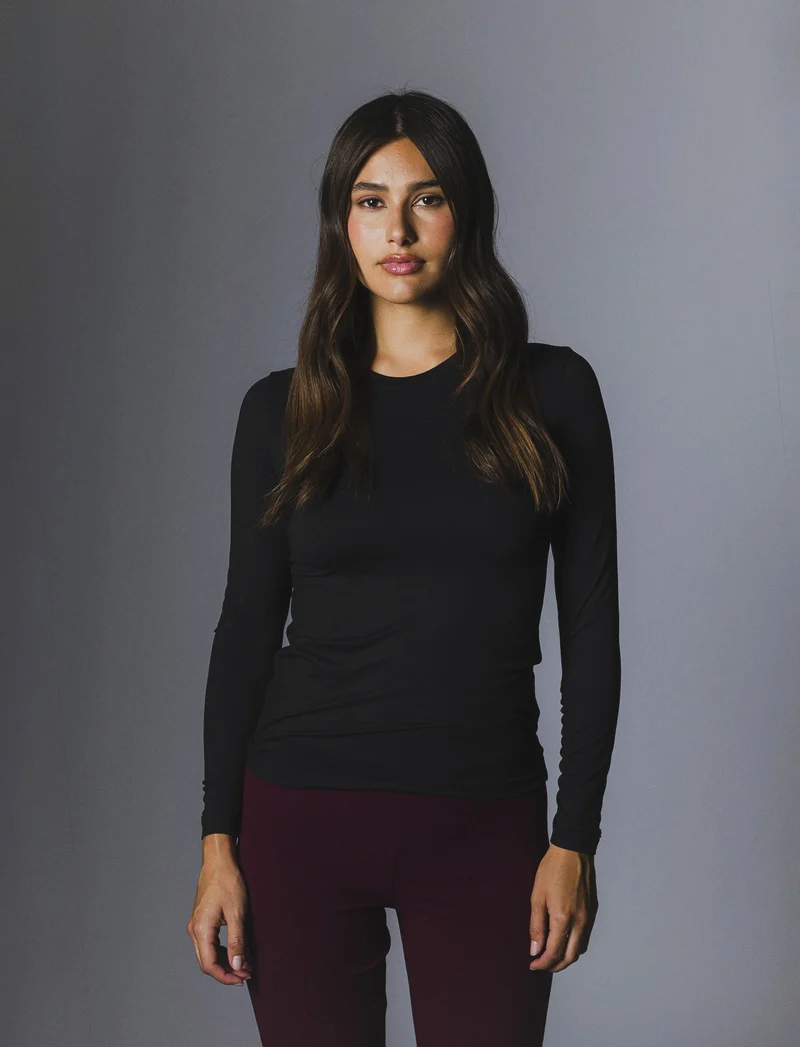 T-SHIRT BASICA MANICA LUNGA - Nero