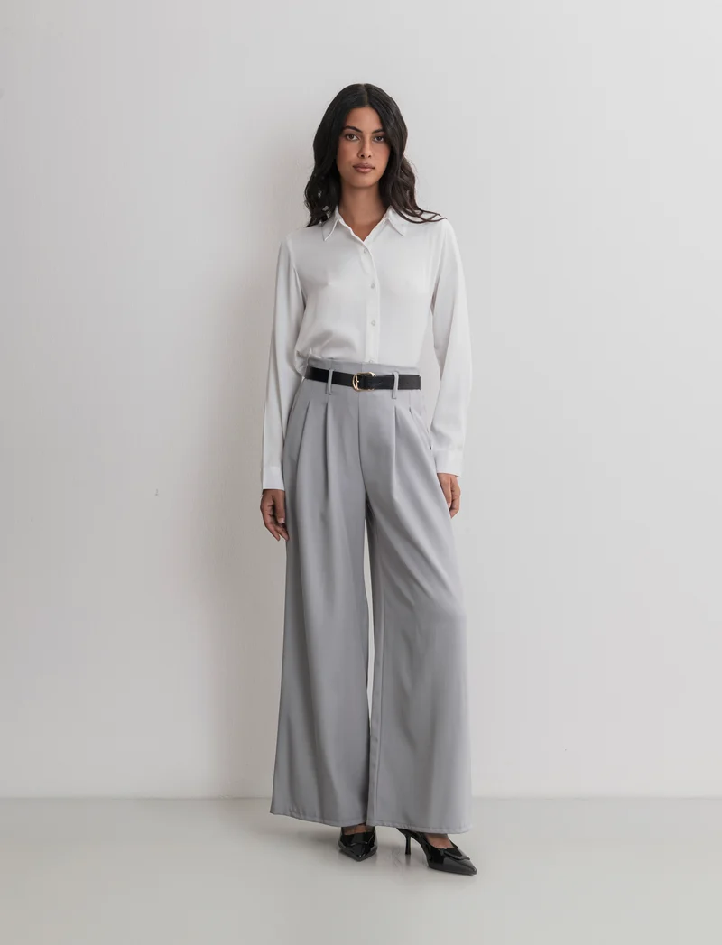 PANTALONE CON CINTURA - Grigio