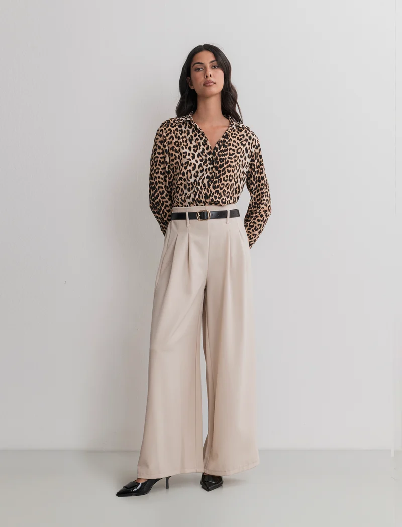 PANTALONE CON CINTURA - Beige