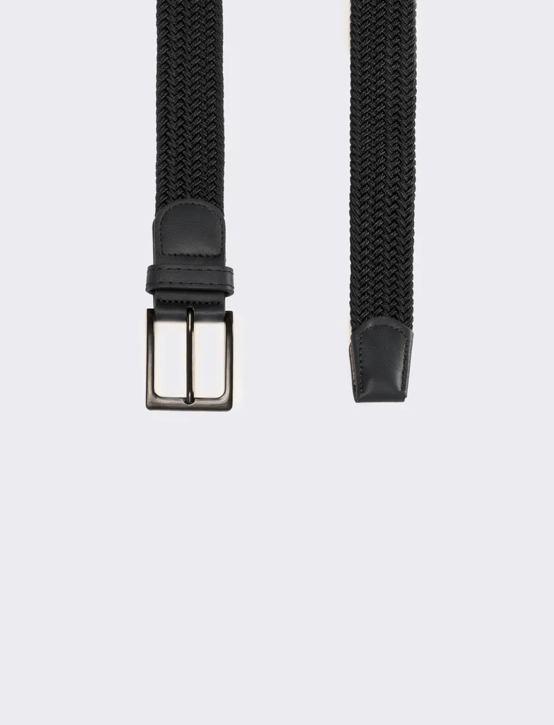 Cintura uomo fusto elastico a intreccio - Nero