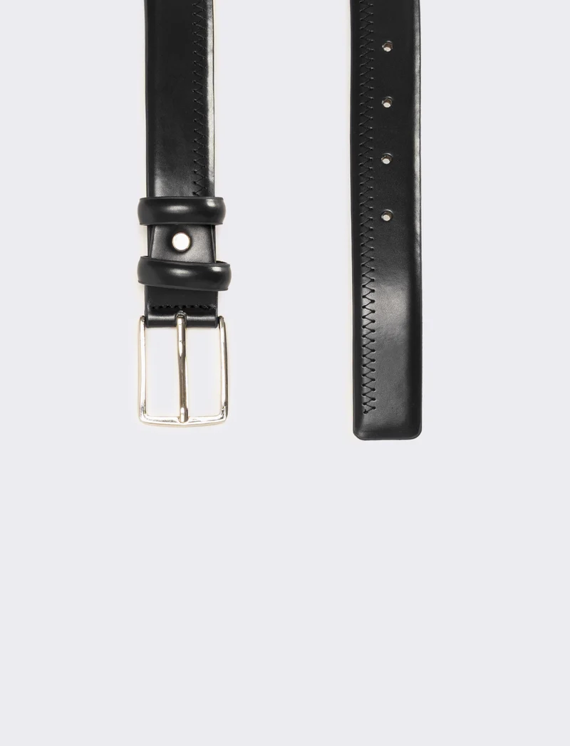 Cintura uomo zig zag con 2 passanti h 3,5 cm - Nero