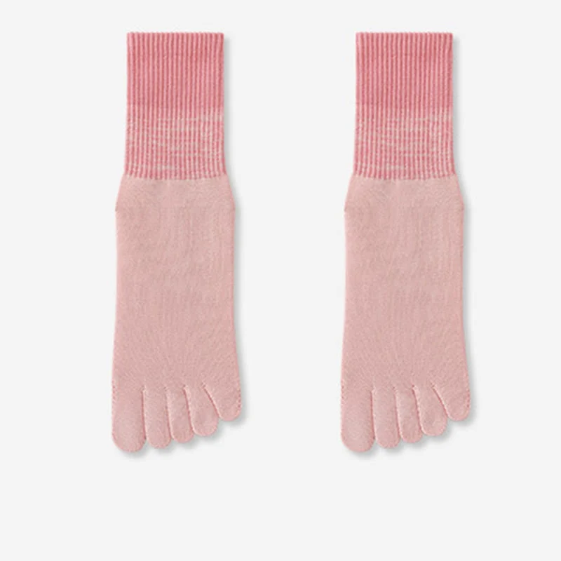 Olivenorma Atmungsaktive Zehentrennungs-Socken, rutschfeste Pilates- und Barre-Trainingssocken, Farbverlauf-Socken mit fünf Zehen, mittelhoch geschnittene Yoga-Socken