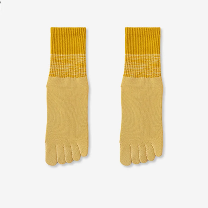 Olivenorma Atmungsaktive Zehentrennungs-Socken, rutschfeste Pilates- und Barre-Trainingssocken, Farbverlauf-Socken mit fünf Zehen, mittelhoch geschnittene Yoga-Socken
