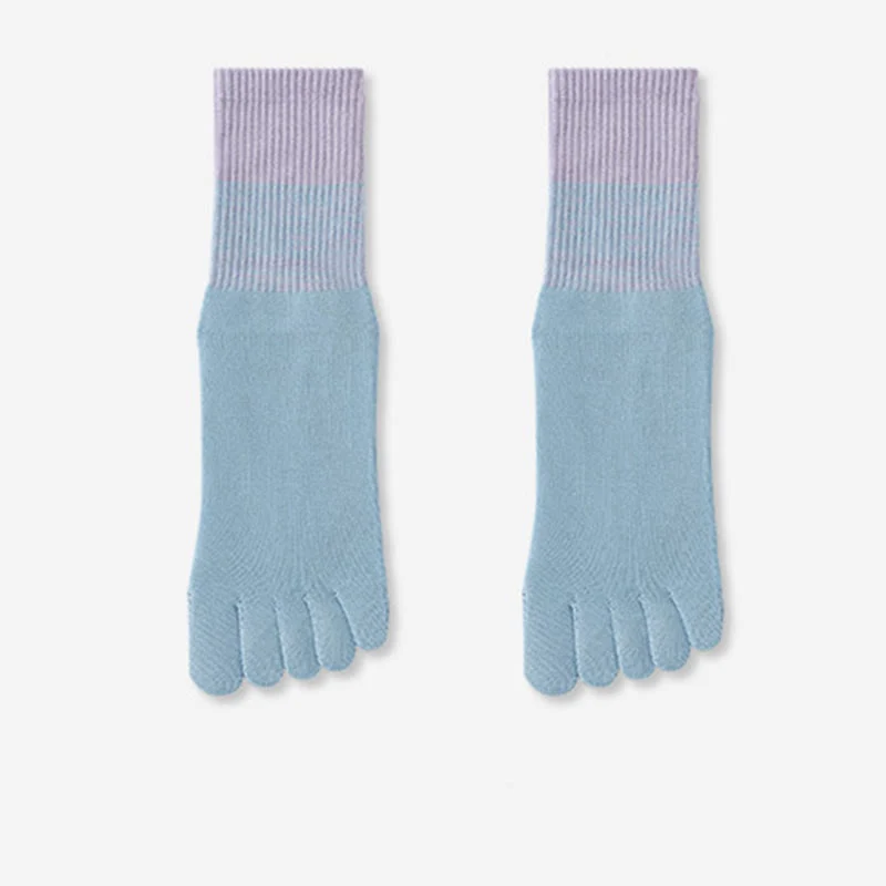 Olivenorma Atmungsaktive Zehentrennungs-Socken, rutschfeste Pilates- und Barre-Trainingssocken, Farbverlauf-Socken mit fünf Zehen, mittelhoch geschnittene Yoga-Socken