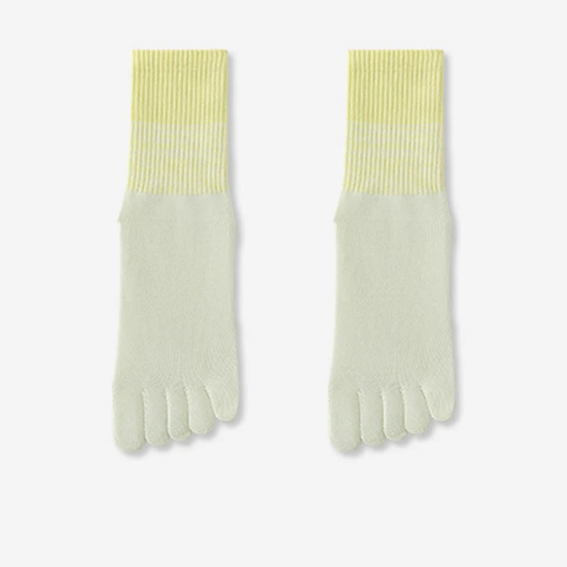 Olivenorma Atmungsaktive Zehentrennungs-Socken, rutschfeste Pilates- und Barre-Trainingssocken, Farbverlauf-Socken mit fünf Zehen, mittelhoch geschnittene Yoga-Socken