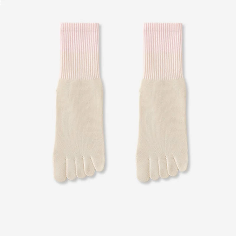 Olivenorma Atmungsaktive Zehentrennungs-Socken, rutschfeste Pilates- und Barre-Trainingssocken, Farbverlauf-Socken mit fünf Zehen, mittelhoch geschnittene Yoga-Socken
