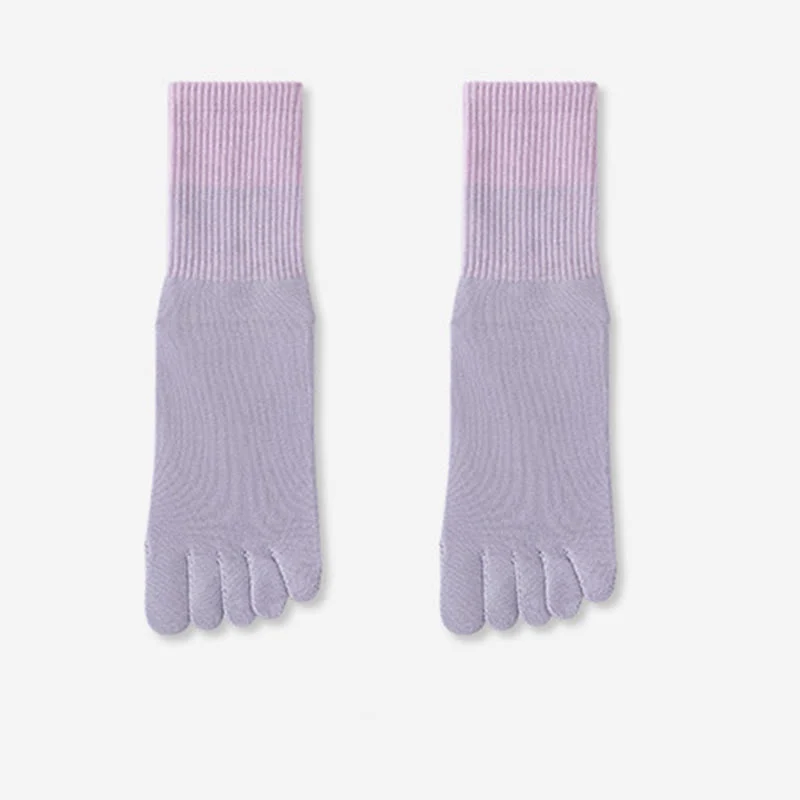 Olivenorma Atmungsaktive Zehentrennungs-Socken, rutschfeste Pilates- und Barre-Trainingssocken, Farbverlauf-Socken mit fünf Zehen, mittelhoch geschnittene Yoga-Socken