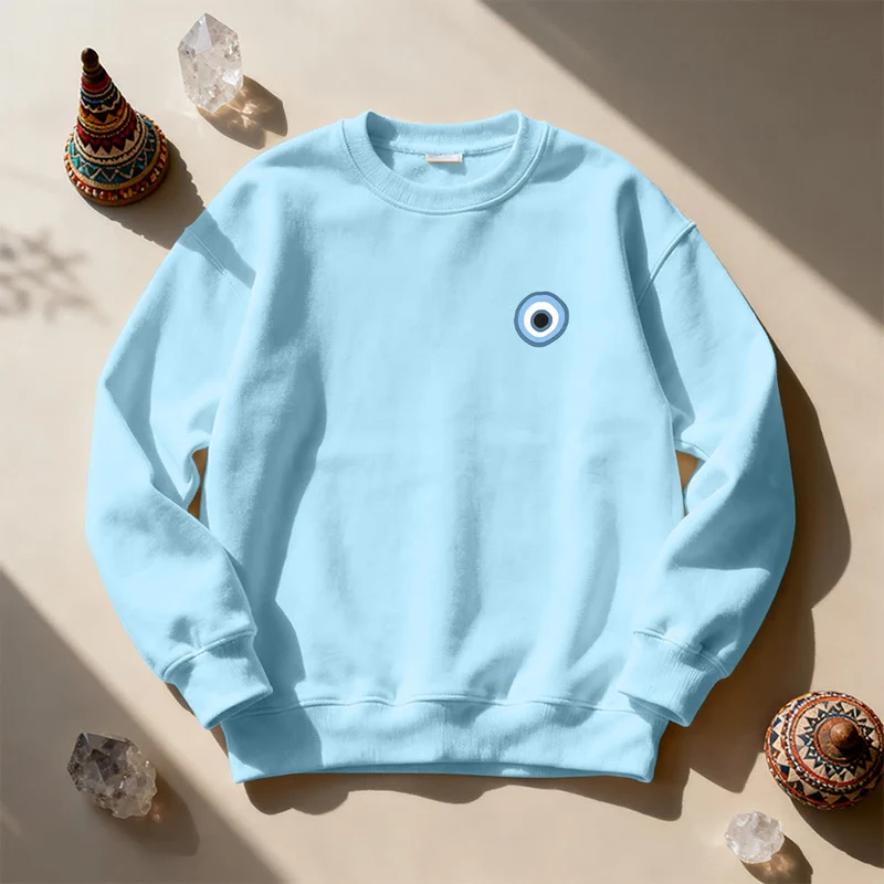 Olivenorma Unisex Sweatshirt mit blauem bösen Blick