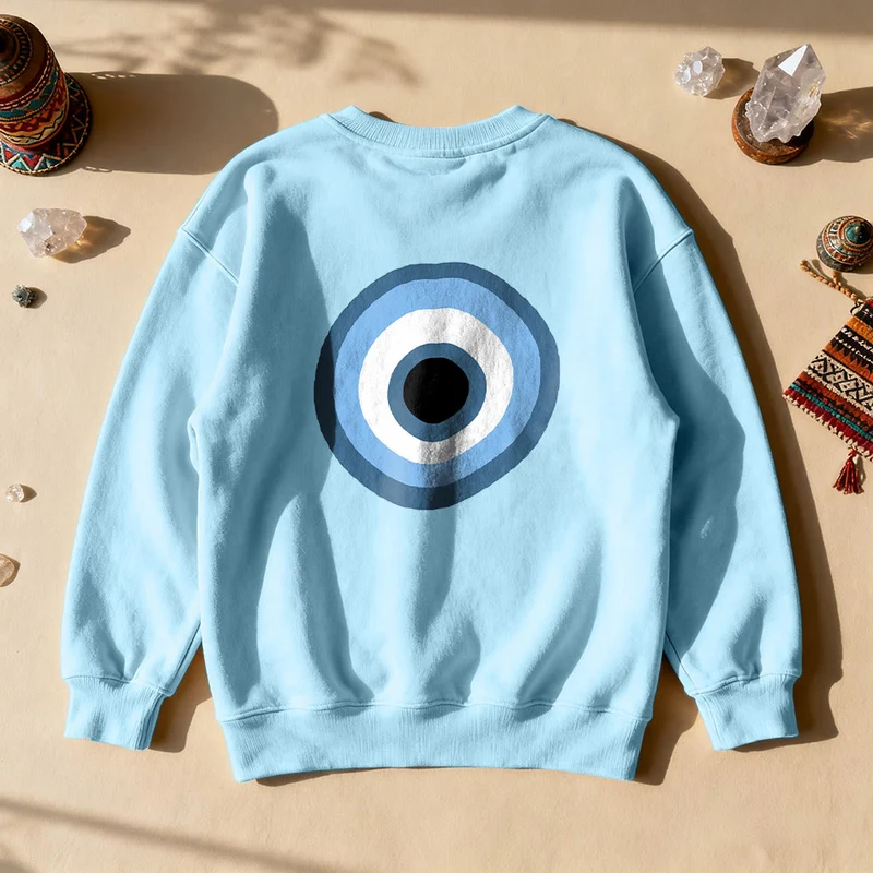 Olivenorma Unisex Sweatshirt mit blauem bösen Blick