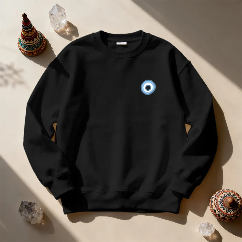 Olivenorma Unisex Sweatshirt mit blauem bösen Blick