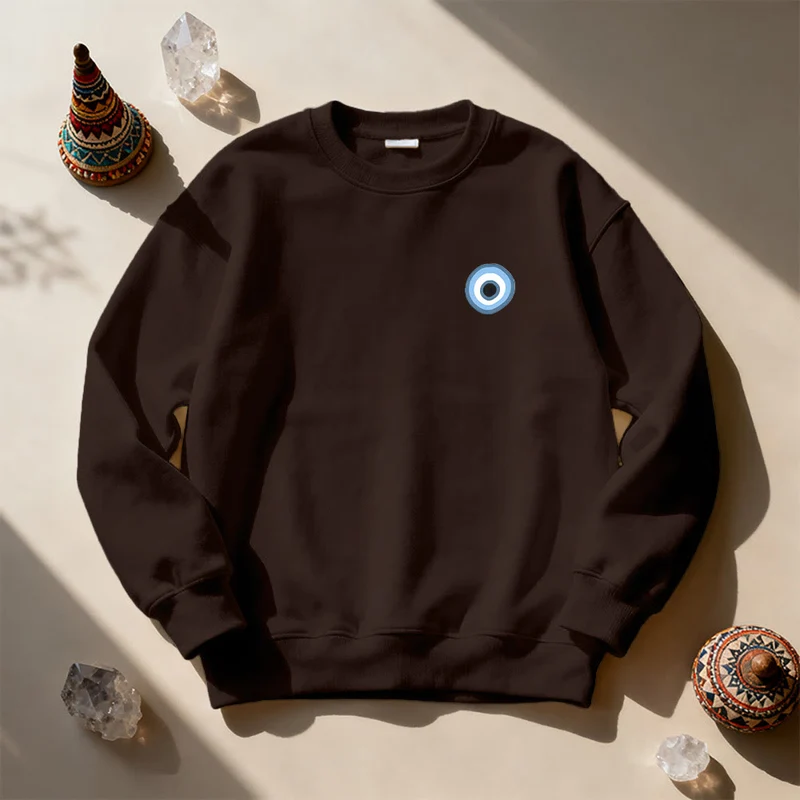 Olivenorma Unisex Sweatshirt mit blauem bösen Blick