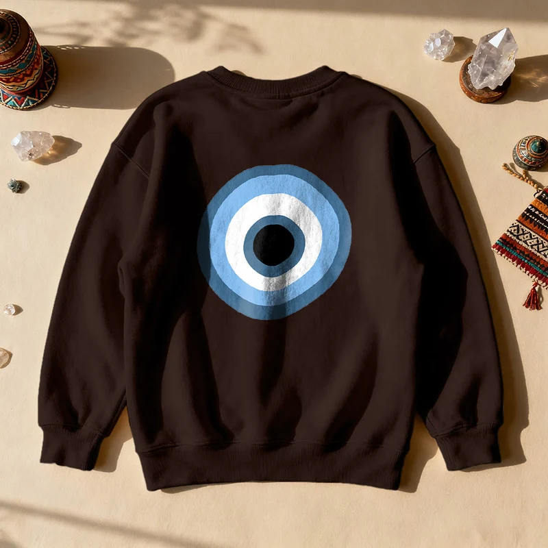 Olivenorma Unisex Sweatshirt mit blauem bösen Blick