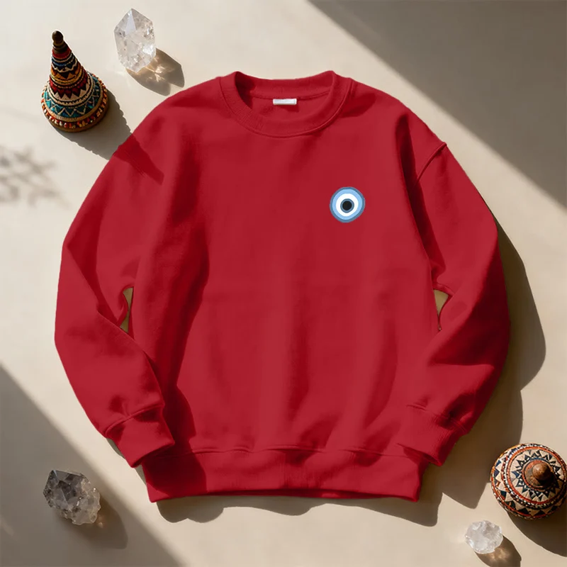 Olivenorma Unisex Sweatshirt mit blauem bösen Blick