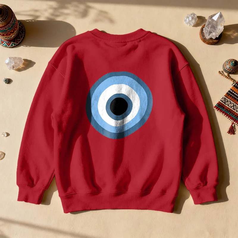 Olivenorma Unisex Sweatshirt mit blauem bösen Blick