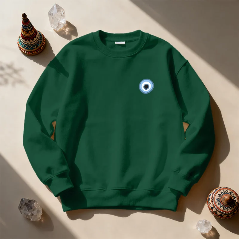 Olivenorma Unisex Sweatshirt mit blauem bösen Blick
