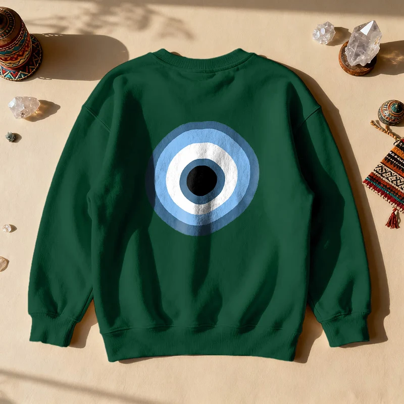 Olivenorma Unisex Sweatshirt mit blauem bösen Blick