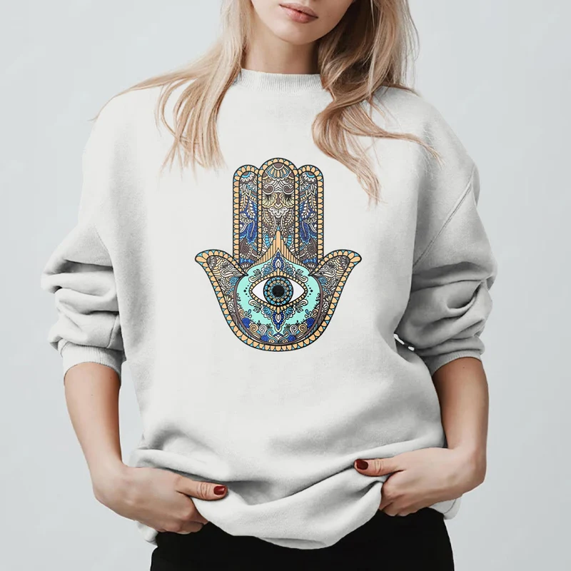 Olivenorma Chic Evil Eye Hamsa Hand Sweatshirt