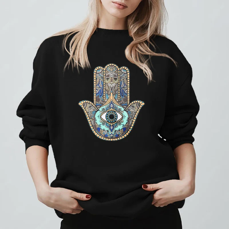 Olivenorma Chic Evil Eye Hamsa Hand Sweatshirt