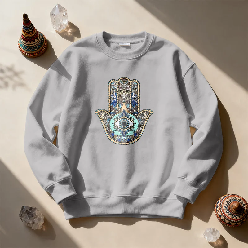 Olivenorma Chic Evil Eye Hamsa Hand Sweatshirt