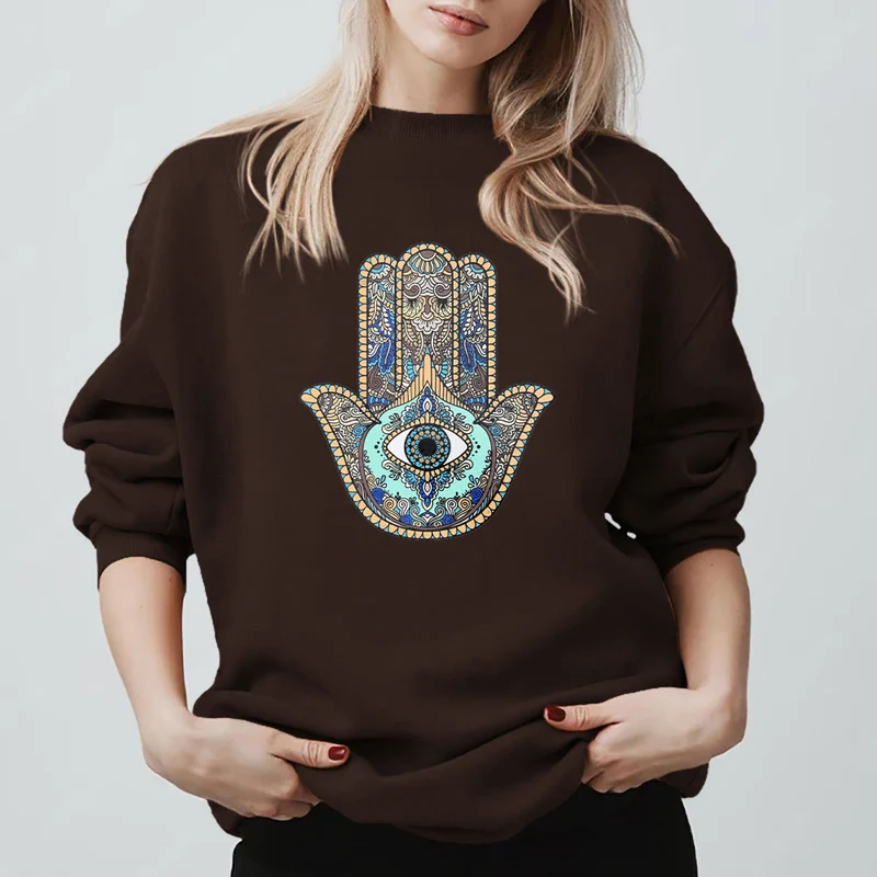 Olivenorma Chic Evil Eye Hamsa Hand Sweatshirt