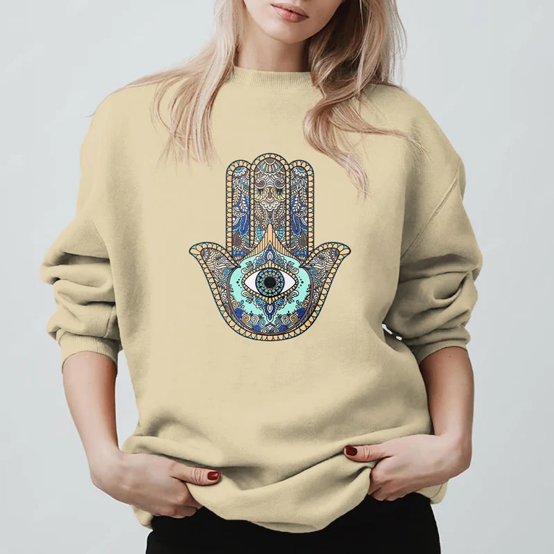 Olivenorma Chic Evil Eye Hamsa Hand Sweatshirt