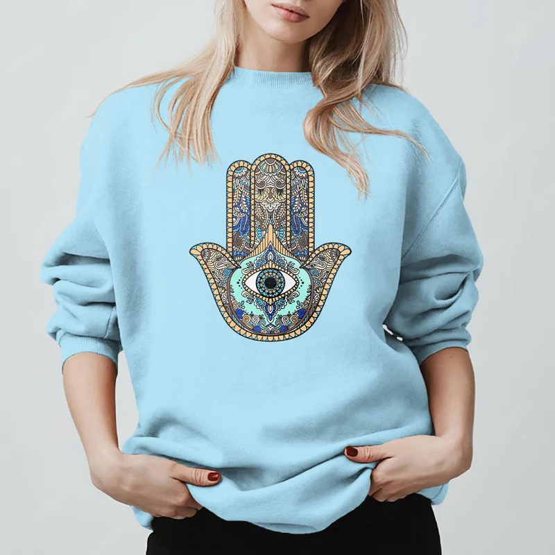 Olivenorma Chic Evil Eye Hamsa Hand Sweatshirt