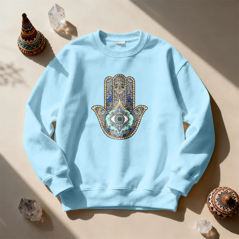Olivenorma Chic Evil Eye Hamsa Hand Sweatshirt