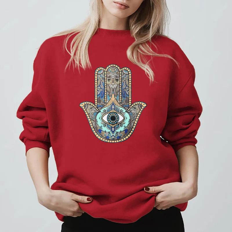 Olivenorma Chic Evil Eye Hamsa Hand Sweatshirt
