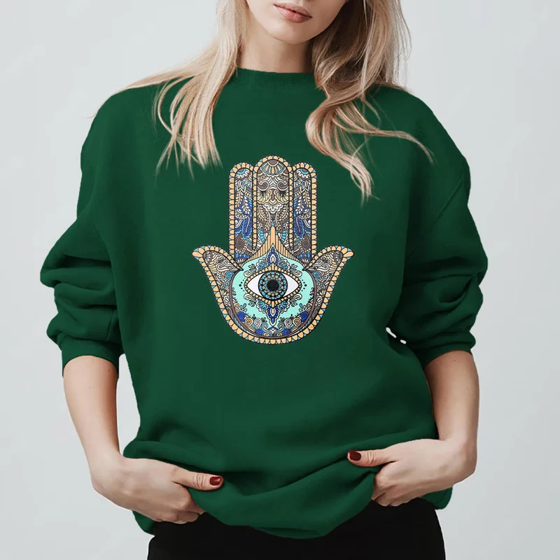 Olivenorma Chic Evil Eye Hamsa Hand Sweatshirt