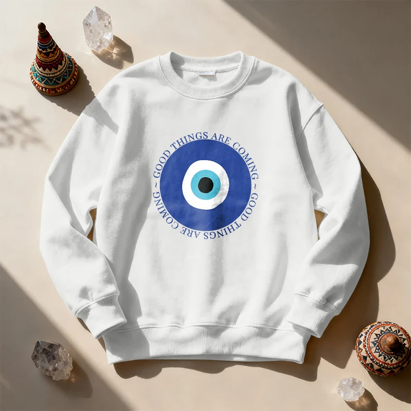 Olivenorma Vintage Klassisches Sweatshirt mit bösem Blick