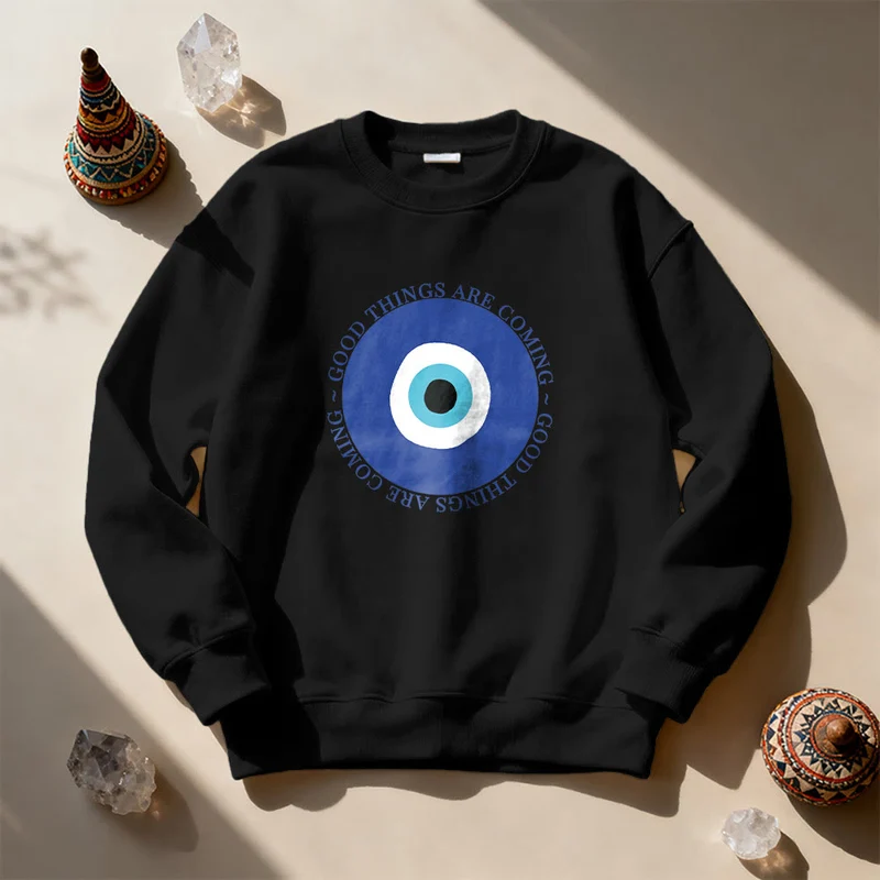Olivenorma Vintage Klassisches Sweatshirt mit bösem Blick