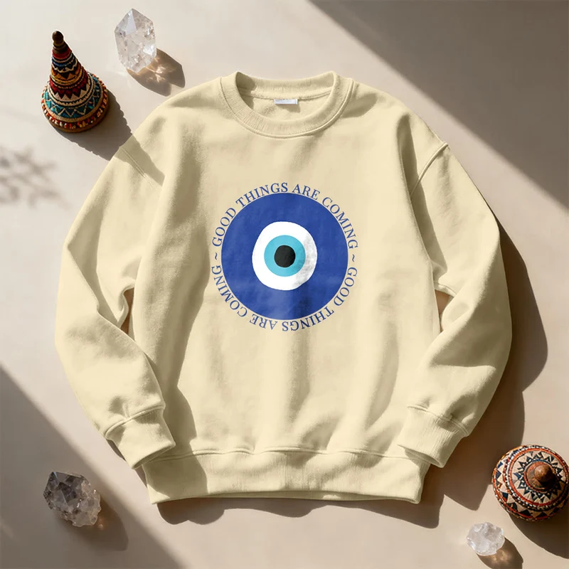 Olivenorma Vintage Klassisches Sweatshirt mit bösem Blick