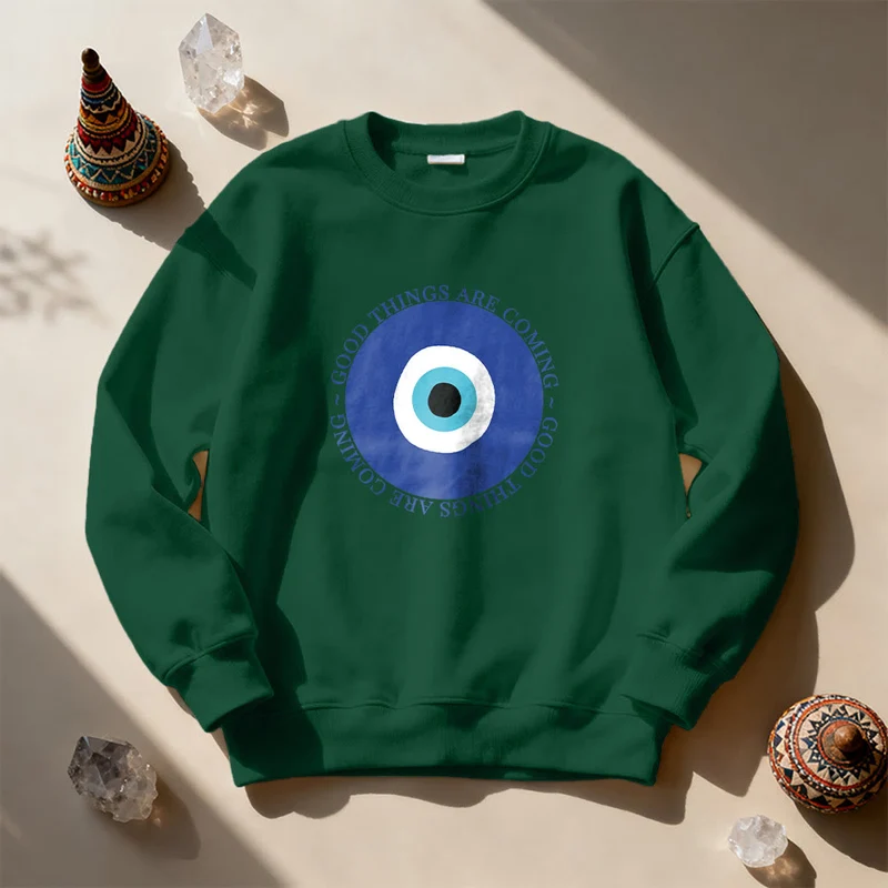 Olivenorma Vintage Klassisches Sweatshirt mit bösem Blick