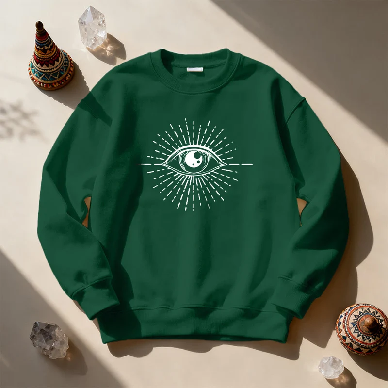 Olivenorma Spirituelles Sweatshirt mit Sonnenstrahlenmotiv und bösem Blick