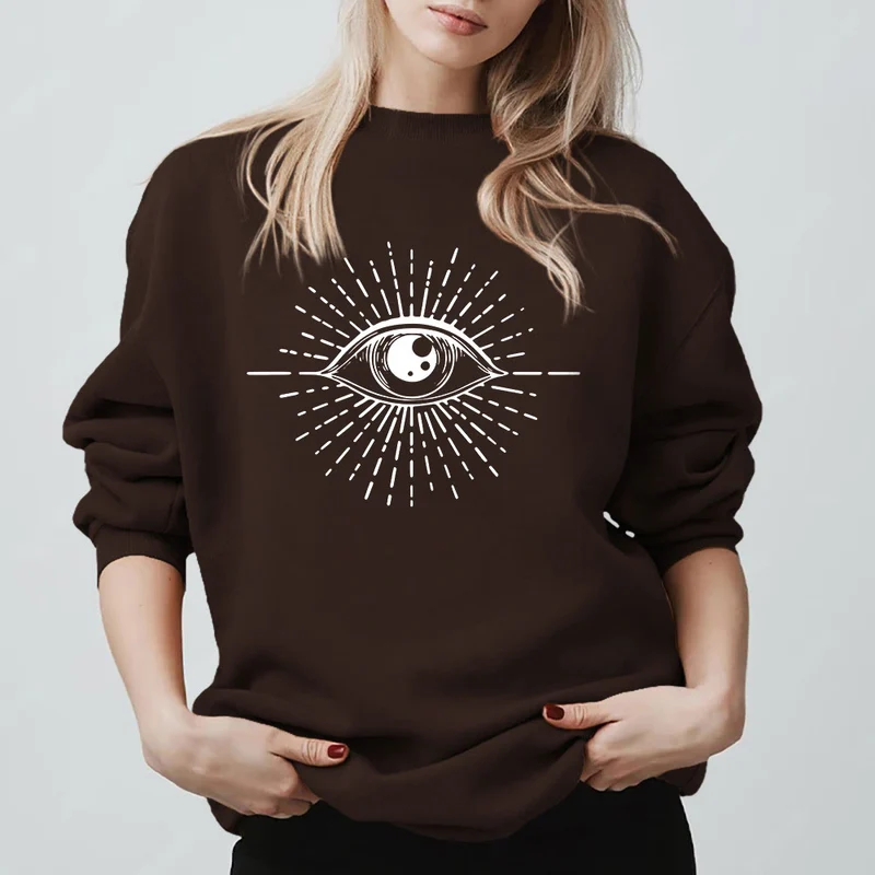 Olivenorma Spirituelles Sweatshirt mit Sonnenstrahlenmotiv und bösem Blick